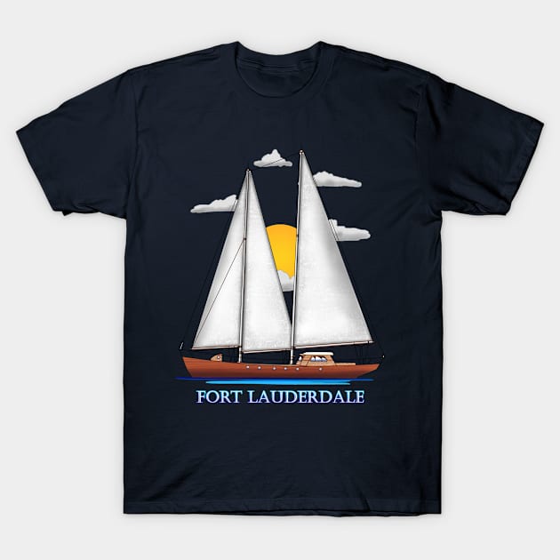 Fort Lauderdale Florida Coastal Nautical Sailing Sailor T-Shirt by macdonaldcreativestudios